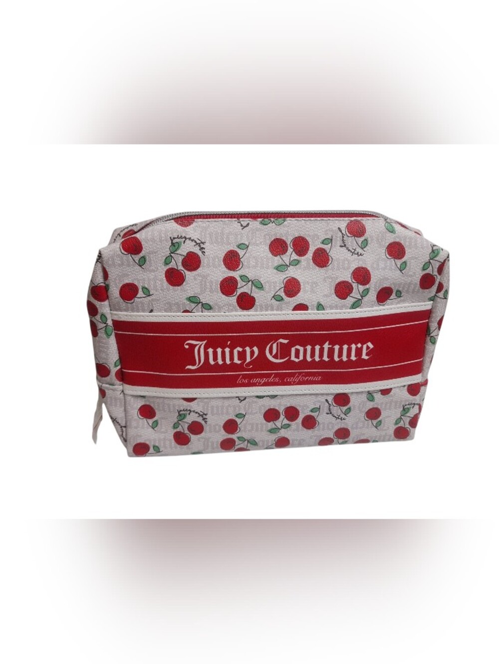 Juicy Couture Cherry Print Cosmetic Travel Bag with Logo Panel